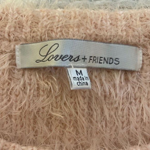 NWOT ~ Lovers + Friends ~Cropped Pink Eyelash Sweater ~ Medium - Picture 4 of 5